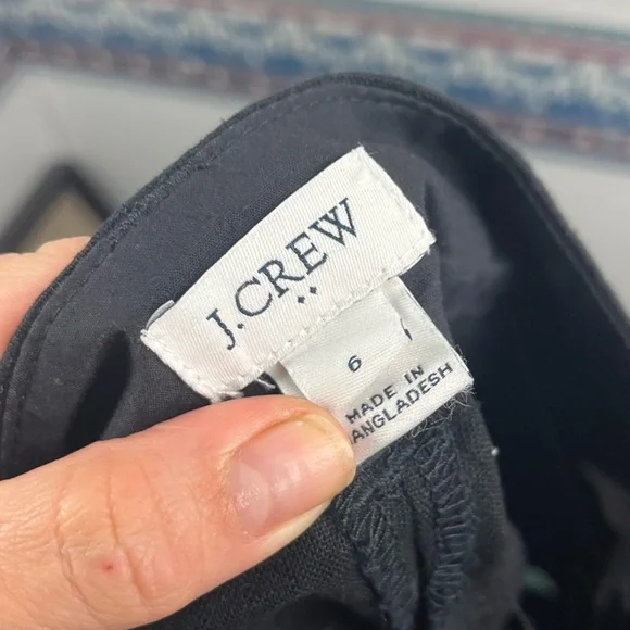 J.Crew 4” Linen Cotton Scalloped Hem Shorts Black 6 - Picture 8 of 10